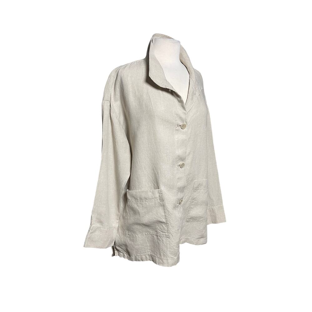 EILEEN FISHER Women’s Organic Linen Button Up Shirt Jacket medium - Picture 4 of 6